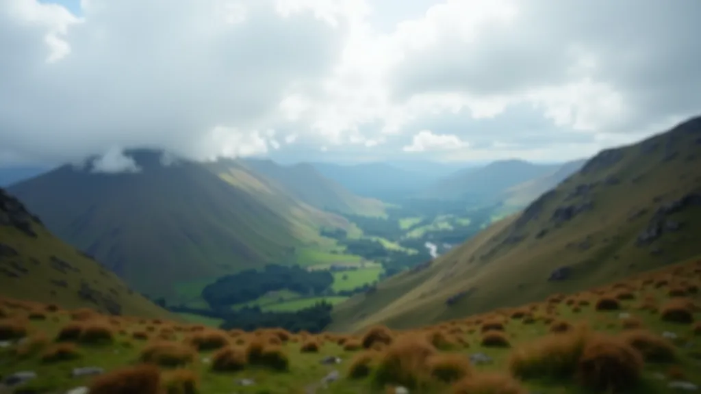 Weather changing on a mountain, clouds moving in over the landscape